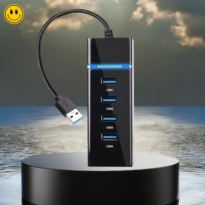 GUGGU 4 in 1 USB Hub Multiport Adapter with Fast Data Transfer Speed for PC/LaptopI8 4 in 1 USB Hub Multiport Adapter with Fast Data Transfer Speed for PC/LaptopI8 USB Hub(Black)