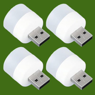 BZILO USB MINI BULB LIGHT WITH CONNECT ALL MOBILE WALL CHARGER PACK 4 FL9 PACK OF 4 USB LED Light Plug in Night Light Bulb_M9 Laptop Accessory(Multicolor)