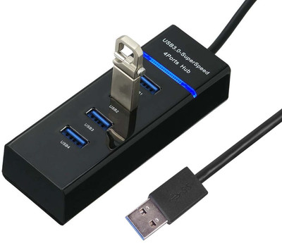 ZOKMOB Good Quality 3.0 USB HUB 4 Port 3.0 USB HUB High-Speed Portable Mini-Hub 3.0 Super Speed Multiport Slim USB Hub(Black)