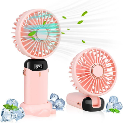 MOGADGET Mini Handheld Fan,Portable Fan USB Rechargeable ,Small Pocket Fan Cooling Mini Portable Hand Fan with 5 Speed modes & 1800 mah battery USB Fan(Pink)