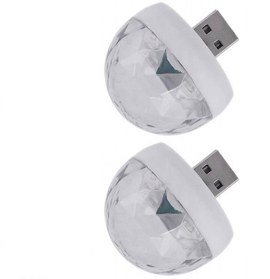 MOOZMOB Multicolor Voice Activated Sensor Auto Color Changing Disco Light for Cars and SUVs USB Disco Light for Home Compatible with Laptop and USB Charger (Pack of 2) Led Light(White)