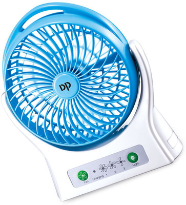 Dp 7605-PORTABLE RECHARGEABLE USB FAN 4000mAh Battery with LED Night Light USB Fan(Blue)