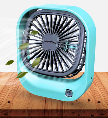 VRPRIME Rechargeable Portable Desk Fan with Three-Speed Setting Comes with 1000mAh Battery Rechargeable Fan(Turquoise)