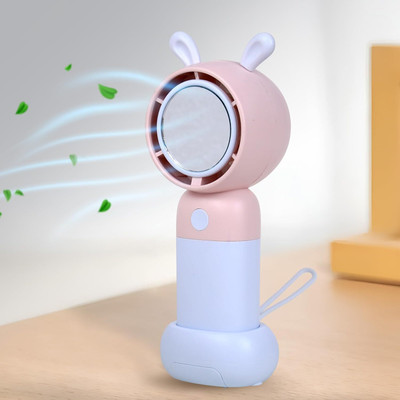 wryak USB Fan, Portable Fan Powerful hand fan to dry makeup, Rechargeable Mini USB Fan(Light Pink & White)
