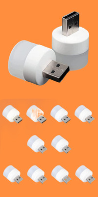 BZILO USB MINI BULB LIGHT WITH CONNECT ALL MOBILE WALL CHARGER PACK 12 FL19 PACK OF 12 USB LED Light Plug in Night Light Bulb_M19 Laptop Accessory(Multicolor)
