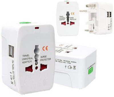 SSVOCATIONPOINT Speed Surge/Spike Protected Electrical Plug Worldwide Adaptor Speed Universal Travel Adapter With Built In Dual USB Charger Ports 100-240V USB Cable, Laptop Accessory, USB Charger(White)