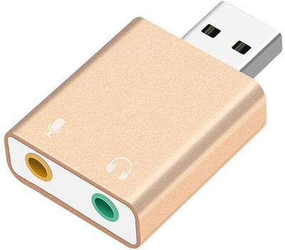 Urban Infotech USB Sound Card with 3.5mm Headphone Microphone Input Output Jack Plug and Play USB Sound Card with 3.5mm Headphone Microphone Input Output Jack Plug and Play Sound Card(Gold)