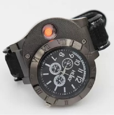 ASTOUND Men Electronic Lighter USB Rechargeable Watch WWL-15 Cigarette Lighter(Black)