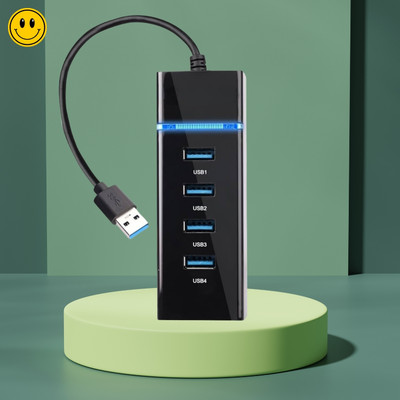 FRONY 4 in 1 USB Hub Multiport Adapter with Fast Data Transfer Speed for PC/LaptopQ4 4 in 1 USB Hub Multiport Adapter with Fast Data Transfer Speed for PC/LaptopQ4 USB Hub(Black)