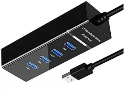 NKL Portable USB Mini HUB 4 Port SuperSpeed 3.0 Led Indication For Laptop, PC_87 USB HUB 4 PORT_UHP87 USB Hub(Black)