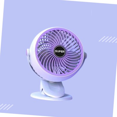 Chaebol Mini Portable Air Cooler Fan Personal Cooler & Easy to Cool Any Space Air Home SUPER CLIP FAN 5 Star 110 mm Silent Operation 3 Blade Table Fan Rechargeable Fan, USB Air Cooler, USB Air Freshener, USB Charger, USB Fan(Purple)