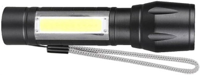 Sigmatech Rechargeable Light 2 In 1 Led FlashLight High Power with Side Light Torch USB TROCH2 Led Light(Black)