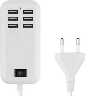 Explorer 6 Port USB Desktop Charger AC Power Adapter Cord EU Plug/US Plug USB Charging 20w Power Adapter 6 USB Port With 1.5m Wire | Fast Charger Travel Charging USB Cable(White)