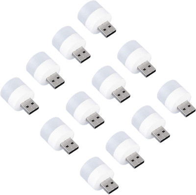 MOOZMOB Small USB LED Light Round Bulb for Night and Dark Room Compatible with Laptops USB Mobile Chargers Powerbanks and Other USB Port Devices 12 Pieces Led Light(White)