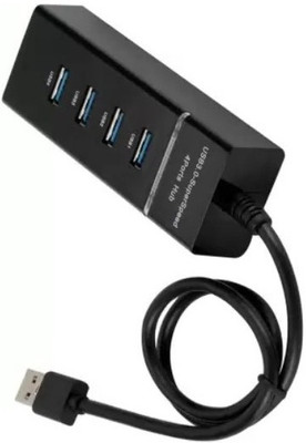 NKPR Portable Mini USB HUB 4 Port SuperSpeed 3.0 Led Indication For Laptop, PC_NK05 USB HUB 4 PORT_NK05 USB Hub(Black)