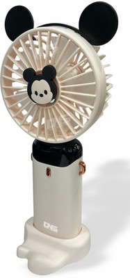 Daily Needs Shop Rechargeable Foldable Mini Handheld Fan Micky Mouse Design 5 Mode Speed LED Display Mini Fan For Home / Outdoor Use / Travelling / Camping Mini Hand Fan Rechargeable Fan(Cream)
