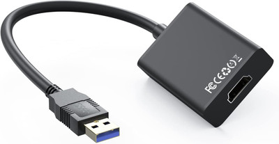 microware USB to HDMI Adapter for Monitor Windows 11/10 / 8, HDMI to USB Adapter for Laptop MacBook pro, USB3.0&2.0 External Graphics Card Converter for Desktop Laptop Accessory(Black)