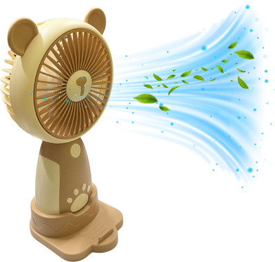 WOYR Premium Quality 3 Speed Portable Fan| 500 Mah Lithium Battery Rechargeable Fan Mini Fan Electric with upto 3 hours of battery backup Rechargeable Fan, USB Fan(Cream)