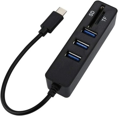 RuhZa Type C HUB Card Reader 2 in 1 USB C Type-C OTG USB 2.0 Hub Splitter 3-Port SD/TF Card Reader USB 2.0 Hub Splitter 2.0 Multi USB USB Hub(Black)