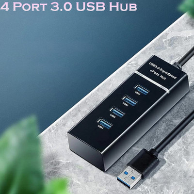 Wanzhow New USB HUB 3.0 4 Port USB Hub 3.0 Adapter Cable with 5Gbps Speed Laptop, PC Computers, with Led Indication USB Hub(Black)
