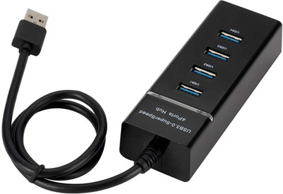 Zohlo USB HUB 3.0 4 Port USB Hub 3.0 Adapter Cable with 5Gbps Speed, Laptop, PC USB Hub 4 Port 3.0 with Led Indication USB Hub(Black)