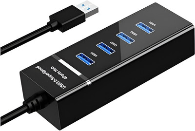 JSG USB PORT HUB 3.0 USB HUB 3.0 4 Port USB Hub 3.0 Adapter Cable USB Hub(Black)