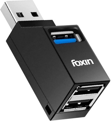 Foxin 3-Port USB Hub (1 x USB 3.0 + 2 x USB 2.0), High-Speed Data Transfer up to 5Gbps FUH 003 USB Hub(Black)