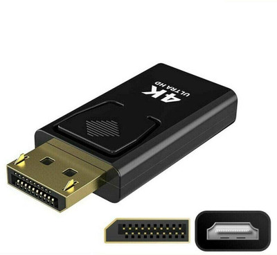VOOCME DisplayPort DP Male to HDMI Female 4K Ultra Adapter Converter HDMI Adapter for Computer PC TV Monitor Projector-DP HDMI Connector(Black)