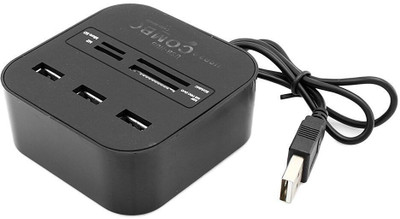 Ever Forever All in one Combo Card Reader & 3 Port 2.0 USB Hub(Black)