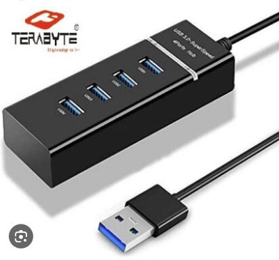TERABYTE USB HUB 3.0 4 Port USB Hub 3.0 with 5Gbps Speed, Laptop, PC Computers, with Led Indication USB Hub(Black)