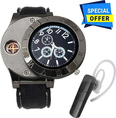 Foxne Point USB Rechargeable Stylish Cigarette Lighter Watch & Single Bluetooth one side USB Rechargeable Stylish Cigarette Lighter Watch & Single Bluetooth one side Cigarette Lighter(Black)