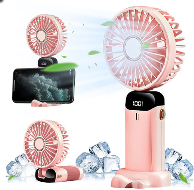 Sasimo Pink Mini Handheld Fan, Portable Fan USB Rechargeable, Small Pocket Fan Cooling Mini Portable Hand Fan 3 Speed mode Build-in Battery Rechargeable-Fan USB Fan(Pink,Black)