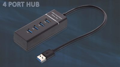 Wanzhow Best Quality USB 3.0 Port With Super Speed 5 Gbps 4 Port USB Hub High-Speed Portable Mini-Hub 3.0 Super Speed Multiport Slim USB Hub USB Hub(Black)