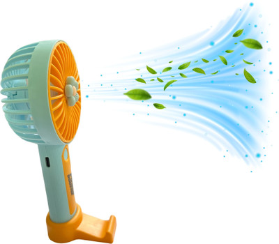 MM telecom USB Rechargeable Mini Portable Hand Fan With Noise Cancelling Design USB Rechargeable Fan 27 Rechargeable Fan(Orange, Blue)