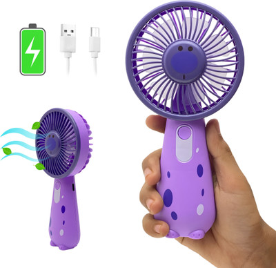 MM telecom Portable Mini Fan With Light Rechargeable Hand Fan with 3 Adjustable Speeds GIRRAFE02 Rechargeable Fan(Purple)