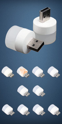 BZILO USB MINI BULB LIGHT WITH CONNECT ALL MOBILE WALL CHARGER PACK 12 FL1 PACK OF 12 USB LED Light Plug in Night Light Bulb_M1 Laptop Accessory(Multicolor)