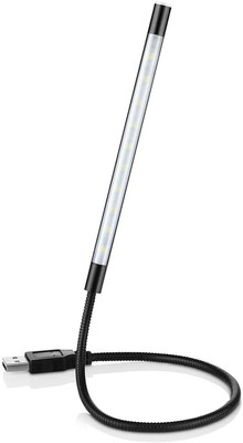 LipiWorld 10 LED USB Light Reading Lamp Mini Portable Flexible Stick Dimmable LED Lamp 5V White USB Light for Power Bank Laptop Notebook Computer PC (Black) Led Light(Black)