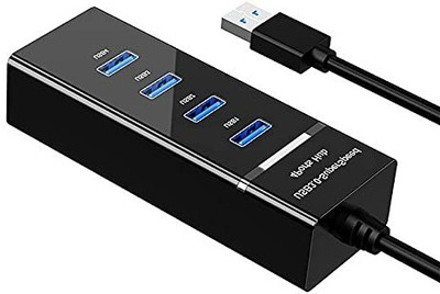 NKPR Portable Mini USB HUB 4 Port SuperSpeed 3.0 Led Indication For Laptop, PC_NK138 USB HUB 4 PORT_NK138 USB Hub(Black)