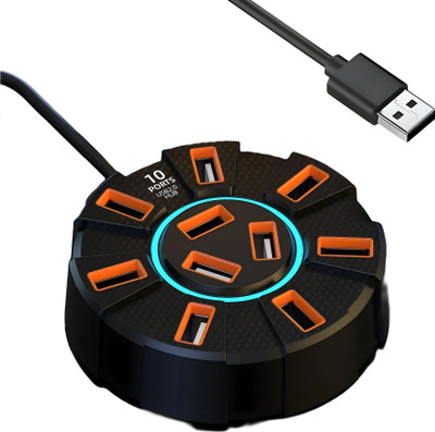coolcold 10-Port RGB USB Hub 5Gbps with 120cm Cable, Plug & Play for PC/Laptop 10-Port RGB USB Hub 5Gbps with 120cm Cable, Plug & Play for PC/Laptop USB Hub(Black)