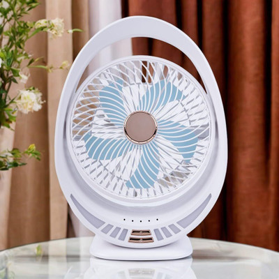 Sasimo Rechargeable 3600mAh Desk Fan, Portable USB-Powered Quiet Table Fan 5 Blade Cooling Mini Table Fan Portable_2025 USB Fan(White)