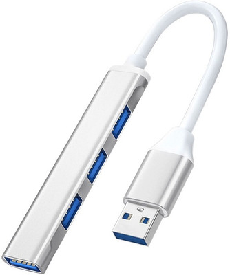 ZARRY 4 Port USB Splitter Hub 3.0 Compatible for Laptop, PC, Macbook, Mobiles USB Hub(Silver)