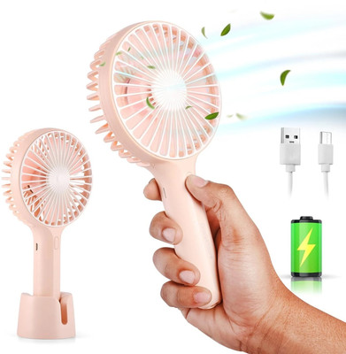 Raptor Mini Portable Fan - Powerful Brushless Motor, Large Blades, 3-Speeds, Noise-Canceling Design, Detachable Rechargeable Fan(Pink)