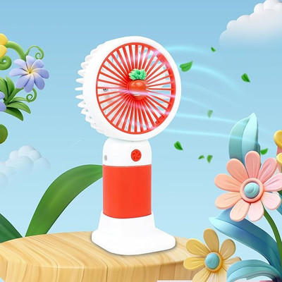 Planet Toy Mini Portable Rechargeable Handheld Personal Small Desk Fan Base Cute Design Mini Portable Rechargeable Handheld Personal Small Desk Fan USB Fan(Red, White)