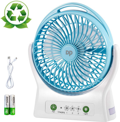 VR Bright Lite 7605 (PORTABLE RECHARGEABLE USB FAN) 4000mAh Battery, 330 Degree Rotation with 3 Speed Mode USB Fan(Blue)