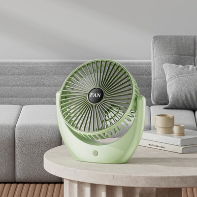 Tazomi Mini USB Charging Desktop Fan Multi-Angle Air Delivery Three Speeds Quiet Table Mini Portable Battery Operated USB Fan(Light Green 1)