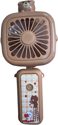 leegon PANDA HANDHELD FAN USB Charging Battery inbuild 3D Panda cartoon Square shape LED Light USB Fan(Brown)