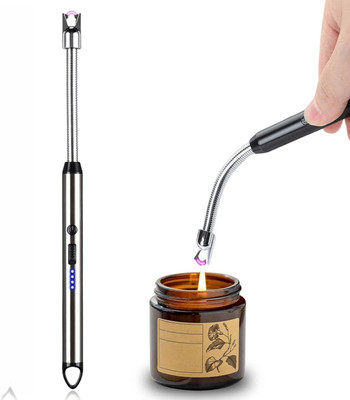 Seashot with LED Display&Safety Switch,Rechargeable Lighter,Windproof Plasma Lighter r Electric Lighter,Candle Lighter with 360° Flexible Neck,USB Lighter Cigarette Lighter(Multicolor)