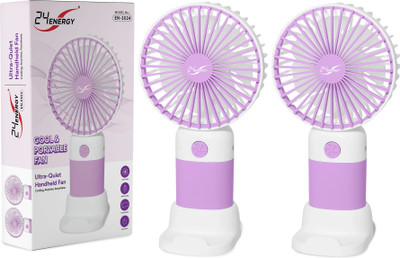 24 ENERGY Wind Blast Compact USB Mini Fan for Personal Cooling - Rechargeable | Pack of 2 - Purple USB Fan(Purple)