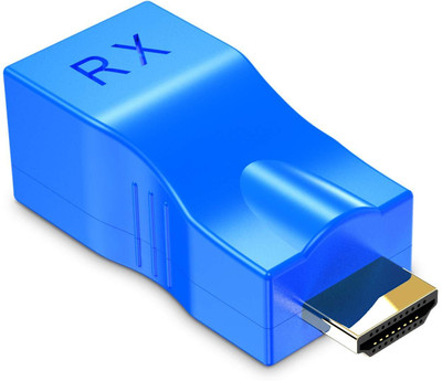 VOOCME HDMI Extender HDMI to RJ45 Network Cable Extender Converter Repeater USB LAN Card(Blue)