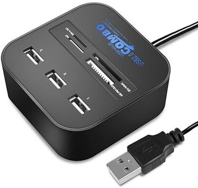 HumBiG ™ Combo Card Reader High Speed Hub 2.0 3 USB Ports Reading,Camera Memory Combo Card Reader Hub 2.0 3 USB Ports Reading,Camera Memory High Speed All One USB Charger(Black plum)